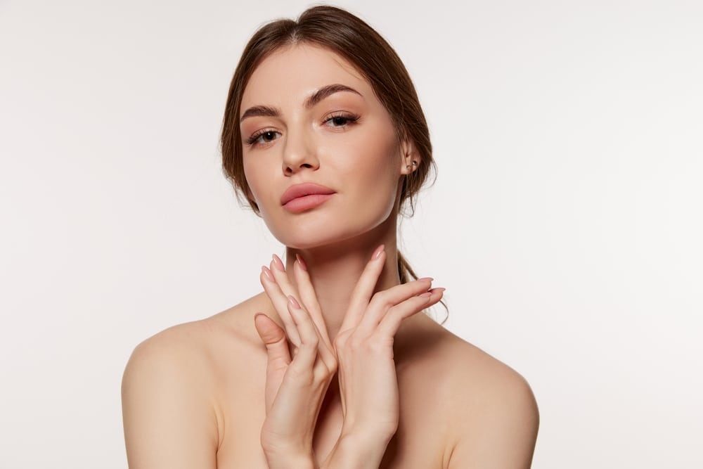 Woman with nice, full-looking lips from lip lift in East Greenwich, RI